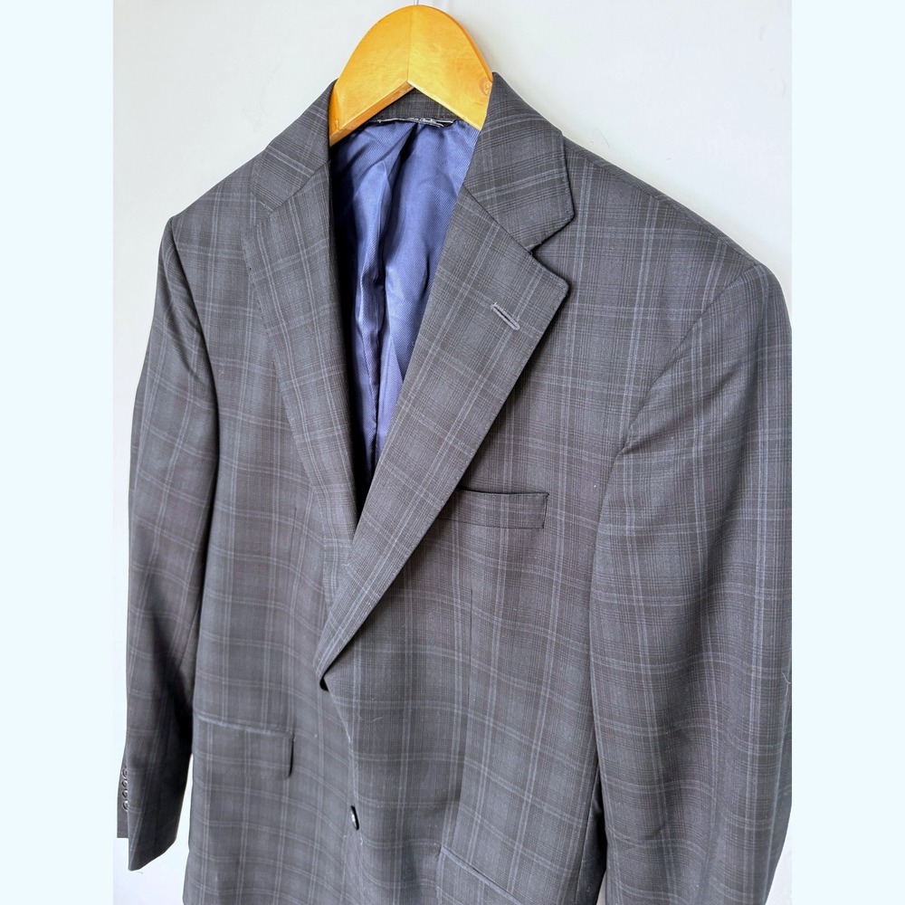 Jack Victor Elite Norway CT Mens 40R Wool Blazer Black Plaid Sport Coat
